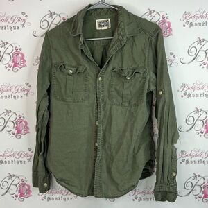 Converse button down shirt green military cargo style One Star Green Fabric